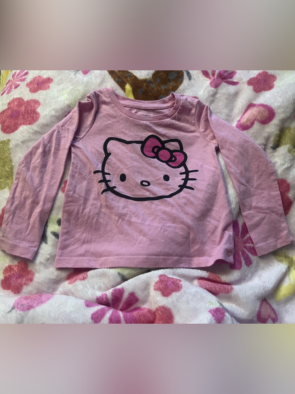 Hello Kitty Pink Long Sleeve Tee with Bow Graphic